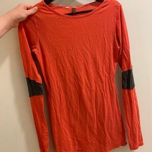 Lululemon red long-sleeve with elbow patches
